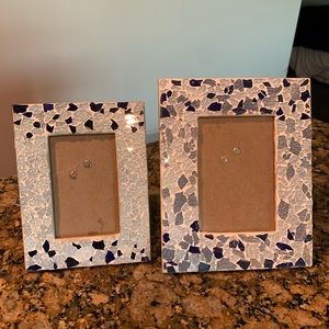 Dark and light blue stoned picture frames